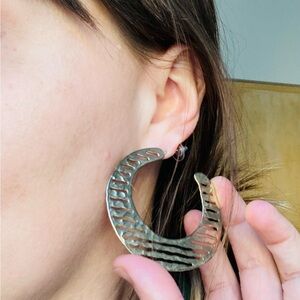 Anthropologie brand gold cut-out hoop earrings in like-new condition!